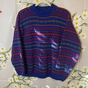 Vintage Eddie Bauer cotton serape Aztec southwestern patterned cotton sweater